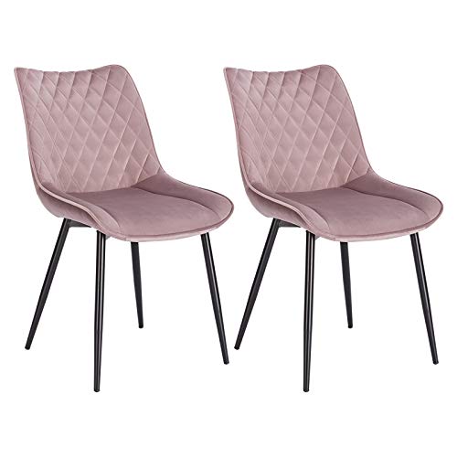 WOLTU BH209rs-2 Sedie da Pranzo Senza Braccioli Sgabello da Cucina Imbottito con Rivestimento in Velluto Rosa 2 Pezzi