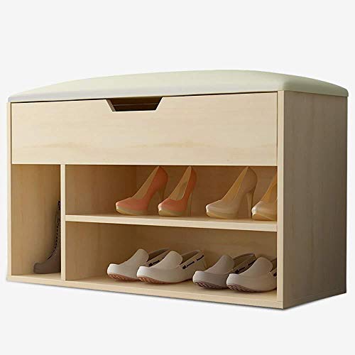 YANG Imbottiti poggiapiedi Bagagli Petto 2 Livello Scarpa in Legno Rack Cambio di Scarpe banco Guardaroba Dressing Table Sgabello ottomano Carico Massimo 200kg, 80x30x45cm