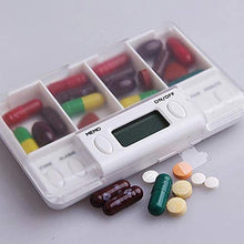 Unial - Scatola per pillole a 4 griglie per medicinali, scatola di immagazzinamento elettronico, per promemoria, medicine, sveglia, timer e pillole