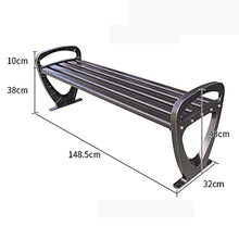 Panchina per terrazza da parco Panchine per il tempo libero da esterno, Panchina da giardino in metallo resistente alle intemperie, Panca da 2-3 posti con schienale e braccioli, Panche da giardino