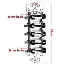 Parete Wine Rack - Vino Metallo Bottle Holder, Attesa 5 Bottiglia di Vino, Rustico Vino Mensola/Cucina/Bar/armadietto/Commerciali Cantine Club (Color : Brown)