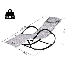 Outsunny Lettino Sedia Sdraio a Dondolo Zero-Gravity da Giardino, Impermeabile, con Poggiatesta, Grigio 160x61x79 cm