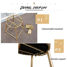 YS Sedia in Ecopelle Imbottita con Schienale Alto Bancone con Gambe Dorate Sgabello Alto da Bar in Metallo Finitura Ferro,65 cm,65 cm