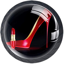 Grande scarpa rossa e rossetto Pomelli per Porta Set di 4 Pomelli per Mobili Manopole per Cassetti Cucina Armadio Vetro