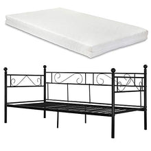 [en.casa] Divano Letto Metallo con Materasso 200 x 100 cm Sofa Singolo Design Incluso Rete a Doghe Nero