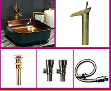 Jgophu - Lavabo quadrato in ceramica verde, stile vintage europeo