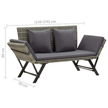 Festnight Panchina da Giardino con Cuscini, Panchina da Esterno, Panche da Giardino in Polyrattan Grigio 176 cm