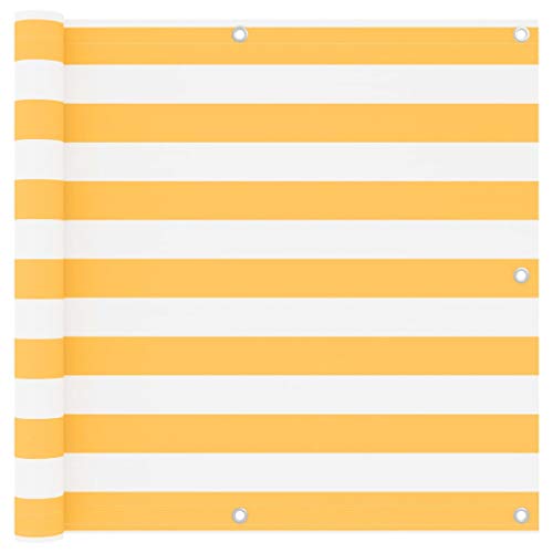 vidaXL Paravento Balcone Bianco e Giallo 90x500 cm Tessuto Oxford