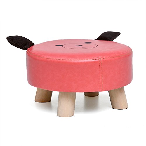 Mobili per la casa e Giardino Sgabello Rotondo Imbottito poggiapiedi Imbottito, Gamba Rotonda in Legno (4 Gambe) Ottomani da Cucina (Colore : Pink)