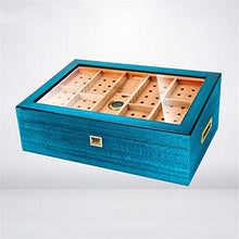 HCKZ Bene Humidor, Cigar Box, Lago di Blue Water, a più Strati di vano, di Grande capacità See-Through Cedro Cigar Humidor .Fascia Alta (Size : Lake Blue)