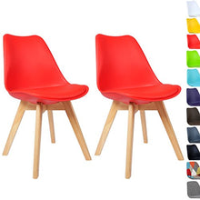 WOLTU 2X Sedie da Cucina con Schienale di Plastica Seduta Morbida di Ecopelle Gambe in Legno Rosso BH29rt-2