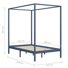 Tidyard Struttura Letto Singolo in Legno Massello di Pino con Baldacchino e Doghe 120x200 cm,Telaio Letto Giroletto Singolo a Baldacchino in Legno,Letto Piazza e Mezza,Letto con Rete 120x200 cm