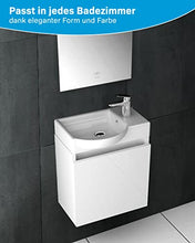 Alpenberger WC per ospiti, lavabo in ceramica con mobiletto bianco lucido, design moderno e senza tempo