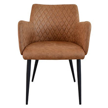 Damiware Rose Sedia con bracciolo | sala da pranzo Comfort Rivestimento in Tessuto (Cognac)