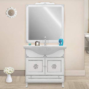 SHOP CHIC Completo Bagno Mobile con lavabo e specchiera in Stile Barocco Moderno per Piccoli spazi