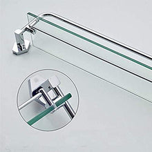 Mensola in Vetro Temperato Mensola da Bagno Quadrata con Portasciugamani e Binario a Parete Superficie in Rame Placcato Cromato Doccia Caddy Organizer Bath