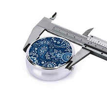 Blue Soma Paisley - Contenitore rotondo per pillole a 3 scomparti, in metallo, per medicina e vitamina
