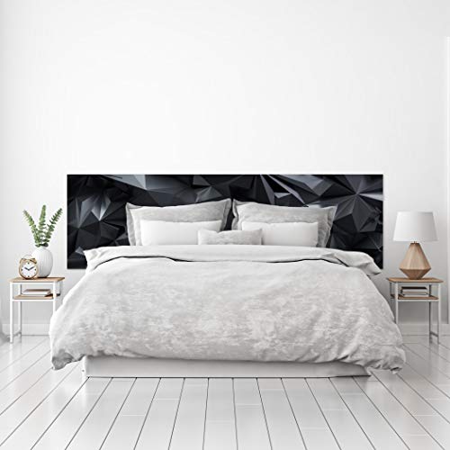 MEGADECOR Testiera decorativa in PVC economica, triangolare, nera, motivo design (200 cm x 60 cm)