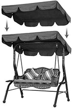 JX-PEP Baldacchino di Ricamo per Sedile da Giardino, 2/3 posti, Patio Hammock Swing Top Cover all'aperto,Nero,249 * 185 * 18cm