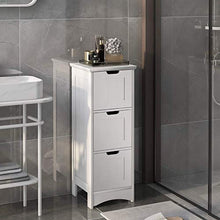 H-CAR Armadietto da Bagno Cassettiera da Terra in MDF Bianco Armadio Alto con 3 cassetti Armadietto Organizer per Montaggio Facile