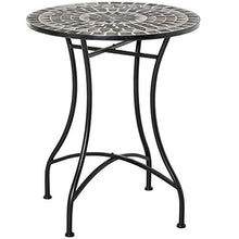 Outsunny Tavolino da Giardino in Metallo e Ceramica, Tavolo da Esterno per Terrazzo o Balcone, Ф60x71cm, Nero