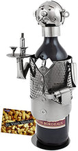 BRUBAKER Portavino Portabottiglie dal Design Cameriere con Vassoio con Biglietto Dauguri - Scultura in Metallo con Biglietto Dauguri