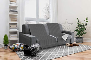 Italian Bed Linen Seduta Fascia Copridivano, Microfibra, Chiaro/Grigio Scuro, 190x60x6 cm, grigio chiaro/grigio scuro