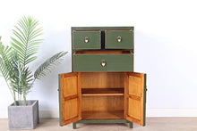 Yajutang credenza cassettiera cinese 3 cassetti 2 ante verde oliva