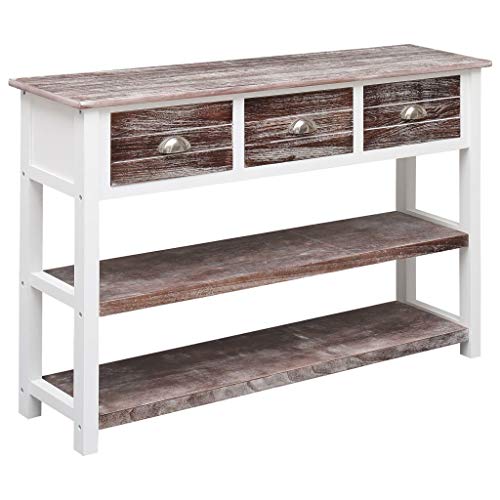 vidaXL Credenza Mobile con Ripiani e Cassetti Robusta Pratica Tavolino Laterale Salotto Marrone Anticato 115x30x76 cm in Legno Pioppo e Paulownia