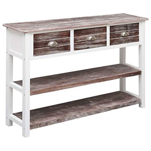vidaXL Credenza Mobile con Ripiani e Cassetti Robusta Pratica Tavolino Laterale Salotto Marrone Anticato 115x30x76 cm in Legno Pioppo e Paulownia