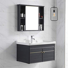 Set di Mobili da Bagno Simple Grey Bathroom Cabinet Combinato Armadio per lavabo a Muro Lavaggio a Muro Cabinet Set con Specchio (Color : Gray, Size : 48x81x48cm)