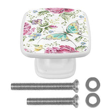 Farfalla peonia ricamo 4 PCS Pomelli per Porta, Pomolo per Mobile, Pomelli per Mobili con Viti, Maniglia per Armadietto, Pomelli per Porta, Pomelli per Cassetti per Porta, Armadio, Cassetto e Credenza