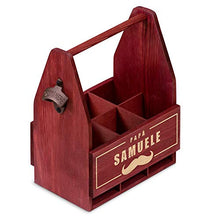 Murrano Portabottiglie personalizzato per la Birra in legno - 6 bottiglie standard - idea regalo compleanno - Perfetto per ogni uomo amante della buona Birra - Baffi