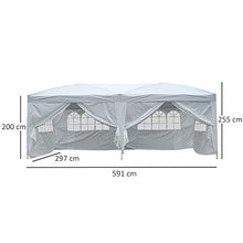 homcom Outsunny Gazebo Pieghevole da Giardino Esterno con 6 Pannelli Laterali 6x3m Bianco