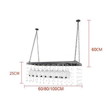 FAFZ Portavini Portabottiglie in Metallo A Soffitto, Regolabile in Altezza, Porta Bicchiere da Vino con Catena Pendente in Cristallo, Adatto per Ristoranti, KTV, Bar (Size : 100cm)