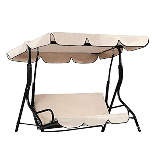 YOUJIAA Giardino Copertura di Ricambio Universale Impermeabile Resistente ai Raggi UV Copertura per Dondolo a Baldacchino (Beige | Tre posti, 249 * 185 * 18cm)