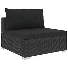 SKM Set Divani da Giardino 6 pz con Cuscini in Polyrattan Nero P