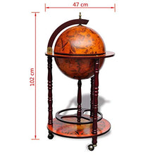 SOULONG Mappamondo Bar con Ruote, Portabottiglie da Vino Stile retrò, Supporto di Bottiglia Portabottiglie Vino da Terra, Casa Cabinet Contenitore Portavini, in Lengo, 102 x 47 x 47 cm