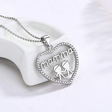 Collana In Argento Sterling, 925 Sterling Argento Mano Nella Mano Stile Moda Zircon Mom Cuore Collana Indipendente Pendente, Adatto Per La Festa Della Mamma, Regali Di Anniversario E Regali Di Comple