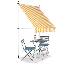 Cikonielf - Tenda da sole a scomparsa manuale, per l'uso in giardino nel cortile, tetto a scomparsa manuale, 1,5 x 1,2 m (strisce gialle e bianche)