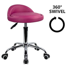 KKTONER Sgabello Rotondo in Pelle PU con Schienale Regolabile Regolabile in Altezza Sedia da Lavoro Girevole con Ruote Spa (Rosso)