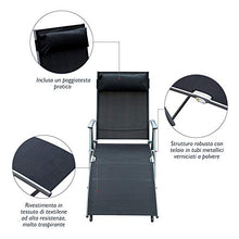 miozzi Sdraio Prendisole Relax Reclinabile Pieghevole in Metallo 137x63.5x100.5 cm Nero