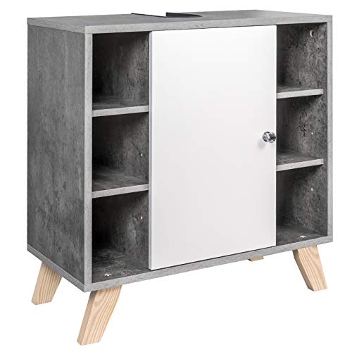 EUGAD Mobiletto Sottolavabo Sottolavello Armadietto sotto Lavandino per Bagno con Anta in Legno 0119WY