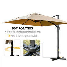 giordano shop Ombrellone da Giardino Decentrato 3x3m in Alluminio e Poliestre Khaki