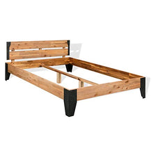 FAMIROSA Struttura Letto in Legno Massello di Acacia e Acciaio 140x200 cm