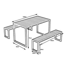 Set tavolo e sedia da giardino per panchina da giardino, Panca da giardino con tavolino da tè, balcone, cortile esterno, parco, Seduta da giardino a 3 posti per il tempo libero all'aperto