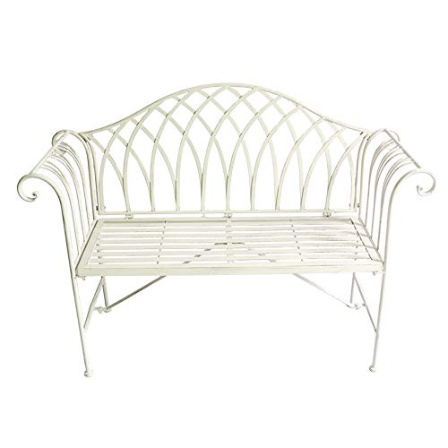 Panca da Giardino In Metallo Panca da Giardino da Esterno,Balcone Cortile Per Il Tempo Libero Doppio Sedile,Seduta Portico Con Schienale E Braccioli,Panchina D'ingresso Per Mobili Da Giardino Pensil