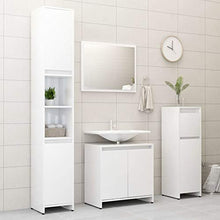 Tidyard Set Mobili da Bagno Bianco Lucido in Truciolato,Resistente e Stabile