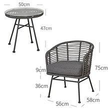 Set di mobili da Giardino per Esterni, Sedia da Giardino in Rattan e Tavolo da tè Set da 3 Pezzi Divano in Vimini Set da Conversazione Mobili da Giardino per Balcone