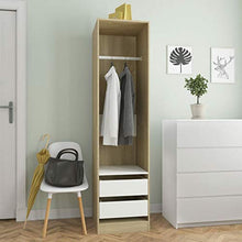 Tidyard Armadio Vestiti Salvaspazio Moderno Truciolato con 2 Cassetti,Guardaroba Moderno,Armadio con Cassetti,Armadio Salvaspazio,Armadio Camera da Letto,Guardaroba Armadio Ingresso 50x50x200 cm
